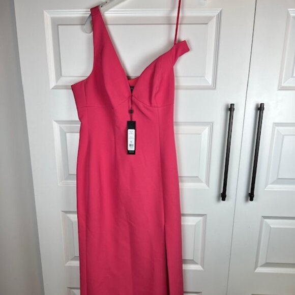 BCBGMAXAZRIA Pink One-Shoulder Column Evening Gown Dress Size 6 NWT Formal Maxi - Picture 3 of 10